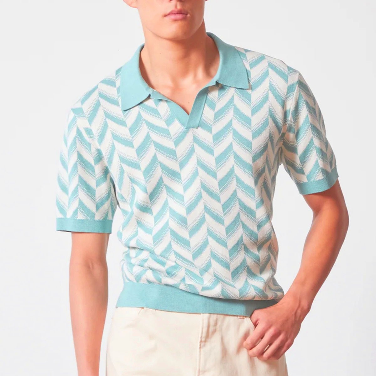 SAN REMO | POLO HOMBRE DE PUNTO ESPIGA CUELLO ABIERTO