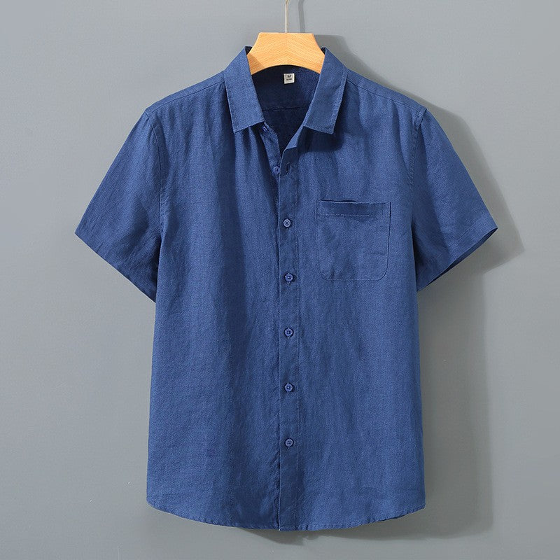 GATSBY | CAMISA HOMBRE 100% LINO MANGA CORTA CUELLO CLÁSICO