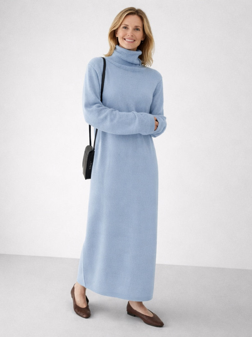 Esther | Vestido de Invierno de Punto Mujer Cuello Alto Manga Larga