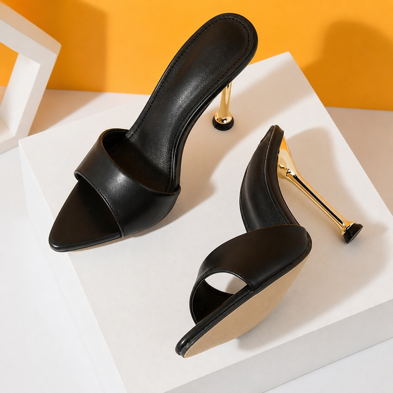 Soledad | Sandalias de Tacón Alto Tipo Mule Mujer Tiras Transparentes