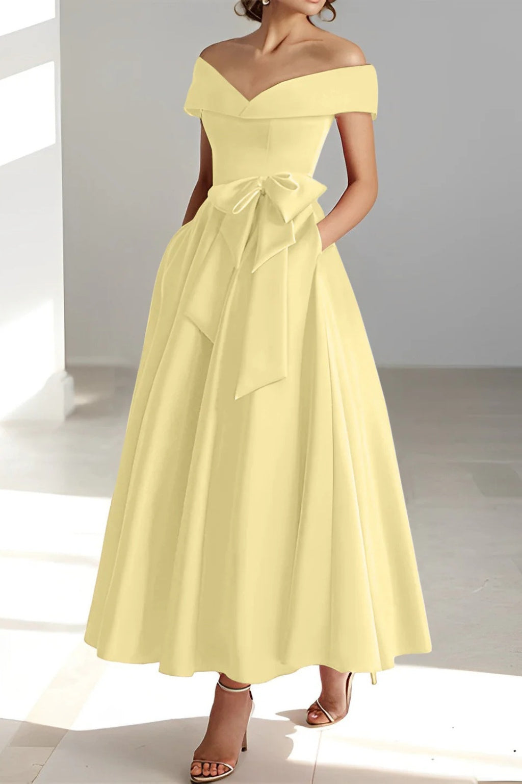 Esperanza | Vestido de Dama de Honor Hombros Descubiertos Mujer Cinturón
