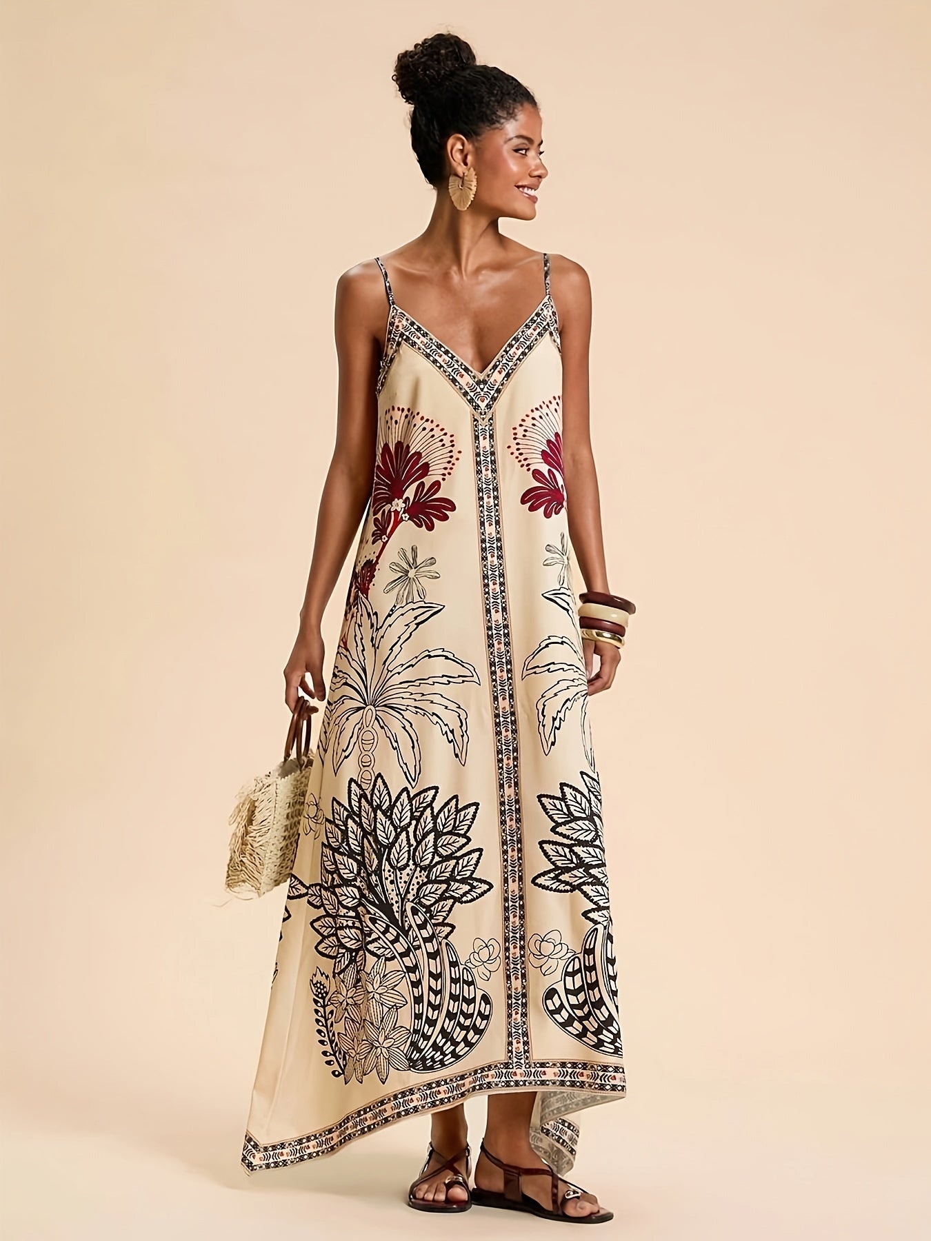 Maite | Vestido Largo de Verano Boho Estampado Tropical Mujer Tirantes