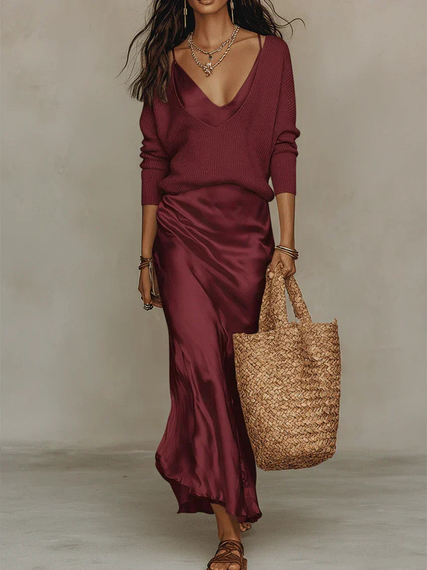 Anaïs | Vestido Midi Satinado Elegante Mujer