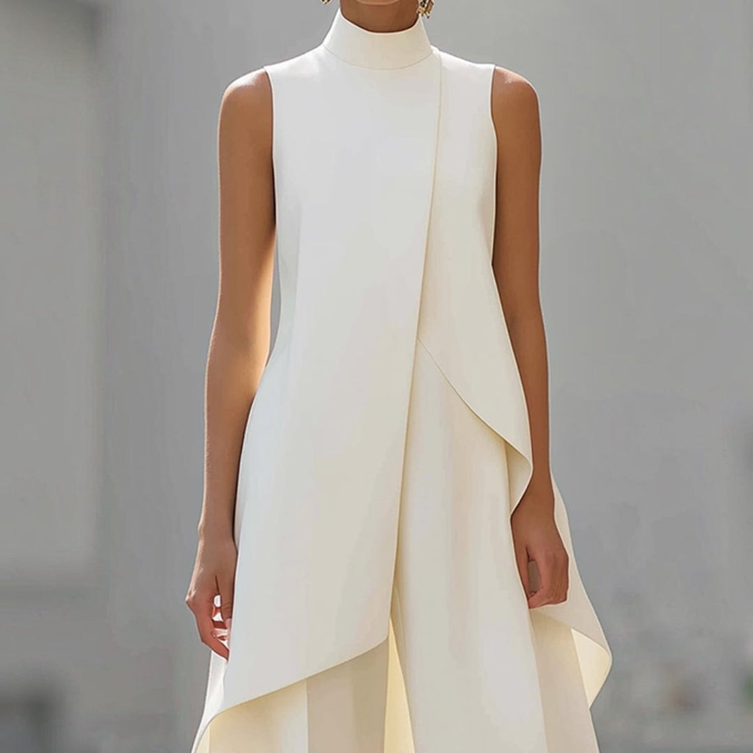 Daniela | Mono Elegante de Cuello Alto con Top Drapeado
