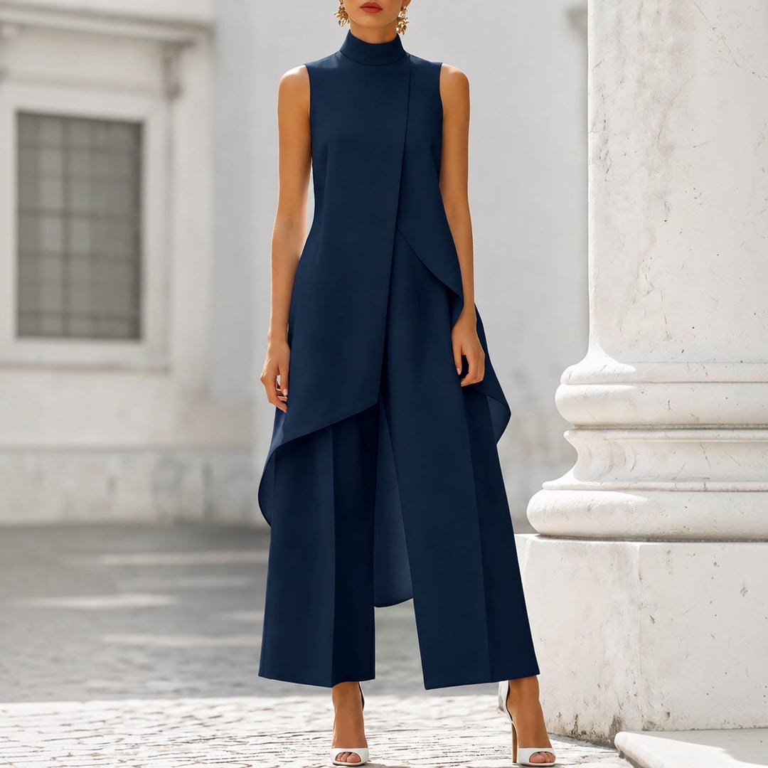 Daniela | Mono Elegante de Cuello Alto con Top Drapeado