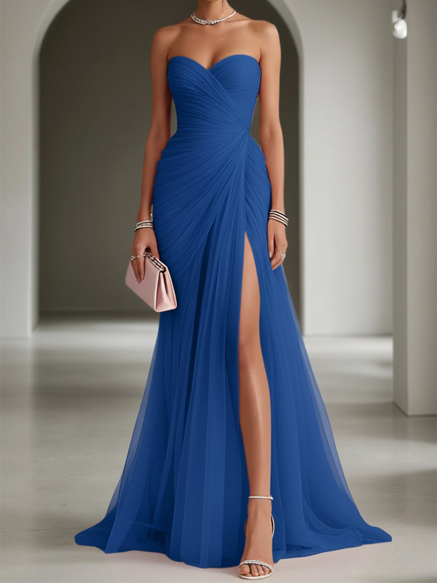 Ariadna | Vestido Largo de Fiesta con Drapeado y Abertura Lateral