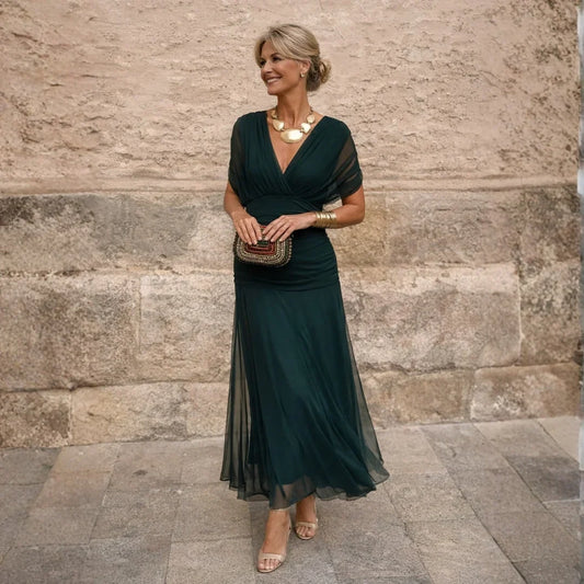 Elisa | Vestido Largo Plisado en Verde