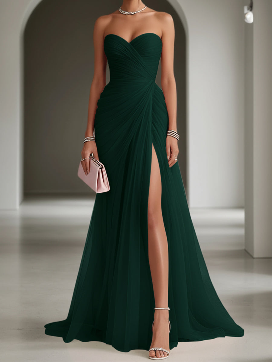 Ariadna | Vestido Largo de Fiesta con Drapeado y Abertura Lateral