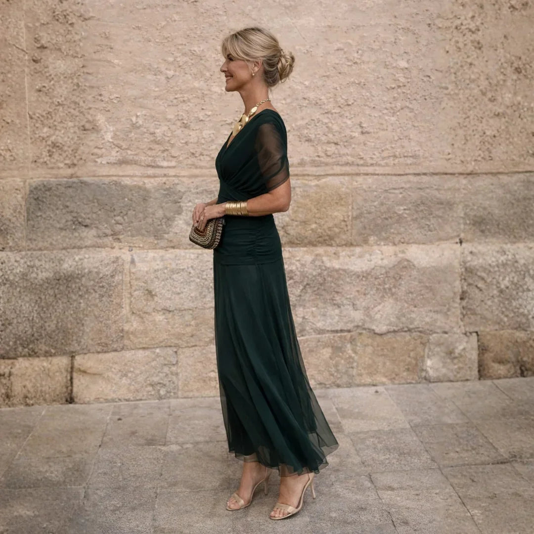 Elisa | Vestido Largo Plisado en Verde