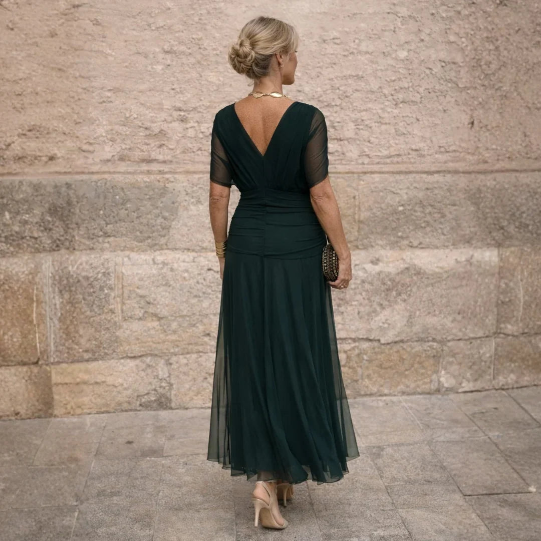 Elisa | Vestido Largo Plisado en Verde
