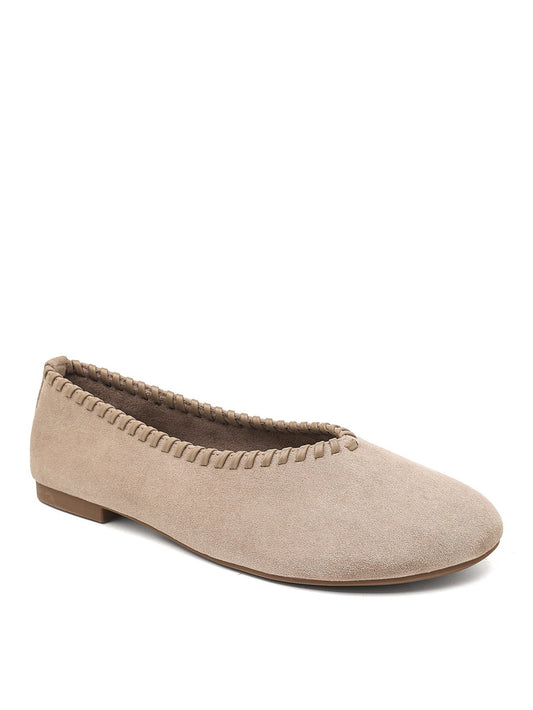 SIENA | MOCASINES PLANOS MUJER CAQUI ANTELINA COSTURA VISTA
