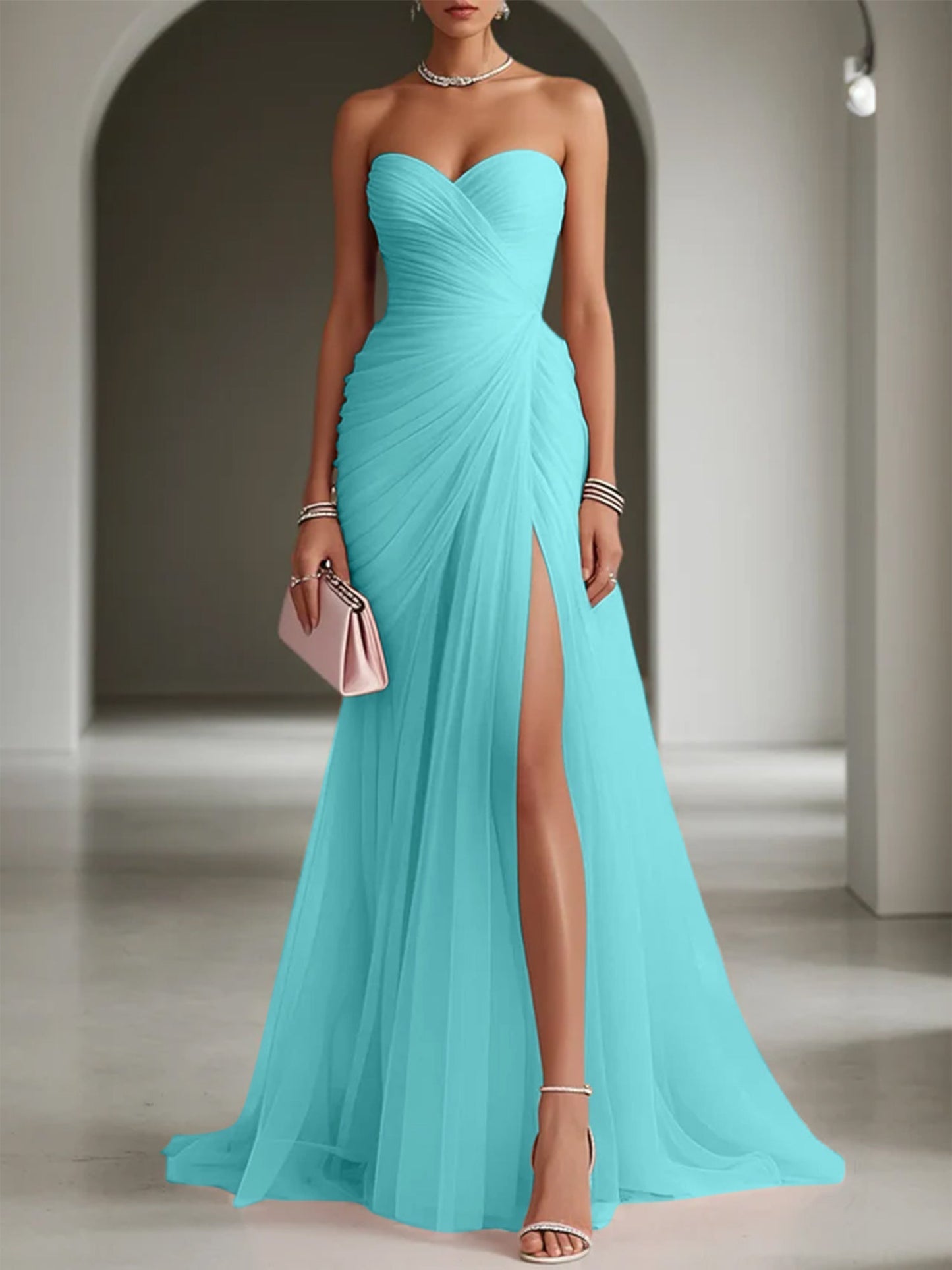 Ariadna | Vestido Largo de Fiesta con Drapeado y Abertura Lateral