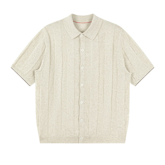 ALASSIO | POLO HOMBRE DE LINO CANALÉ VERTICAL CON BOTONES