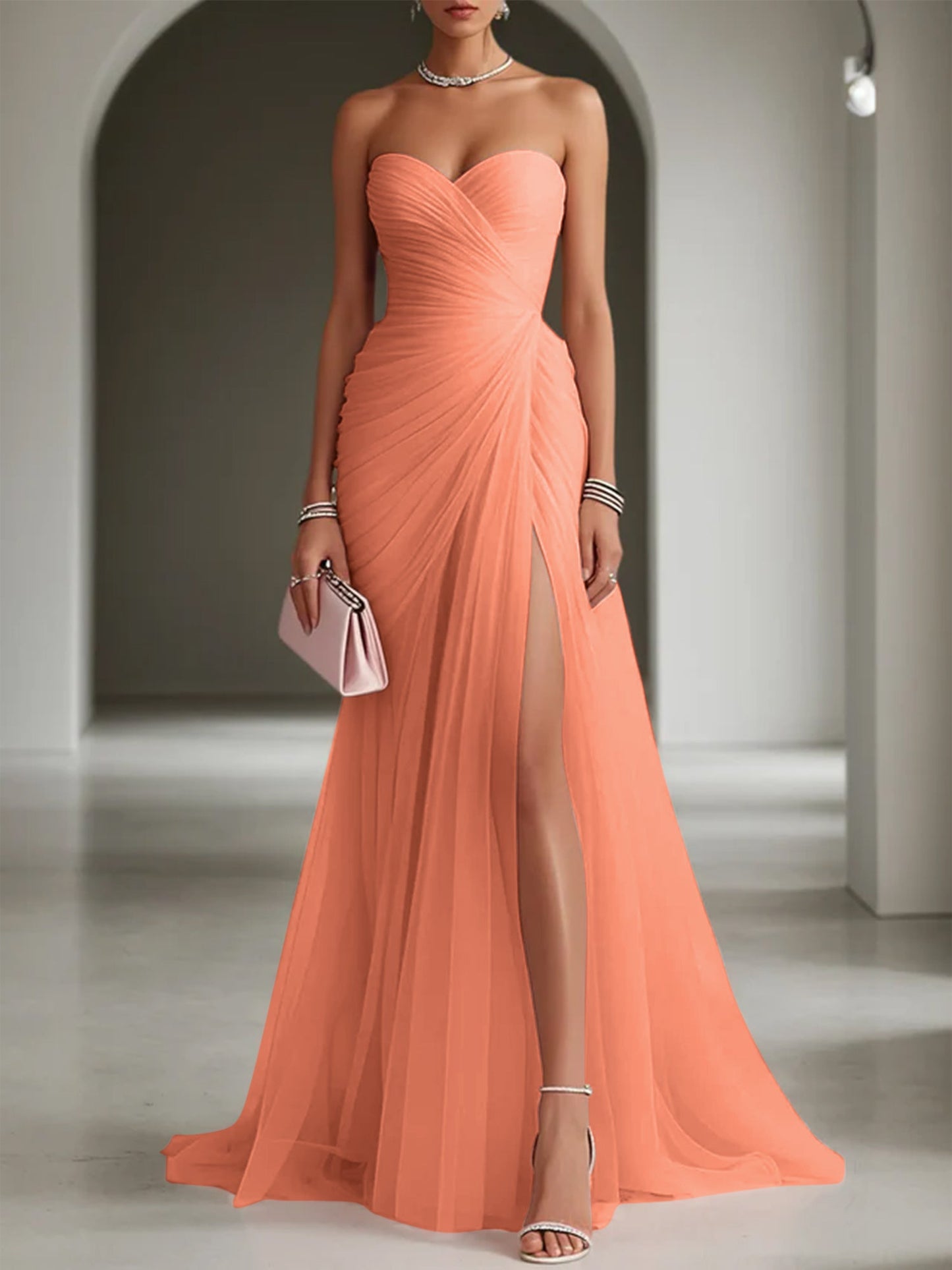 Ariadna | Vestido Largo de Fiesta con Drapeado y Abertura Lateral