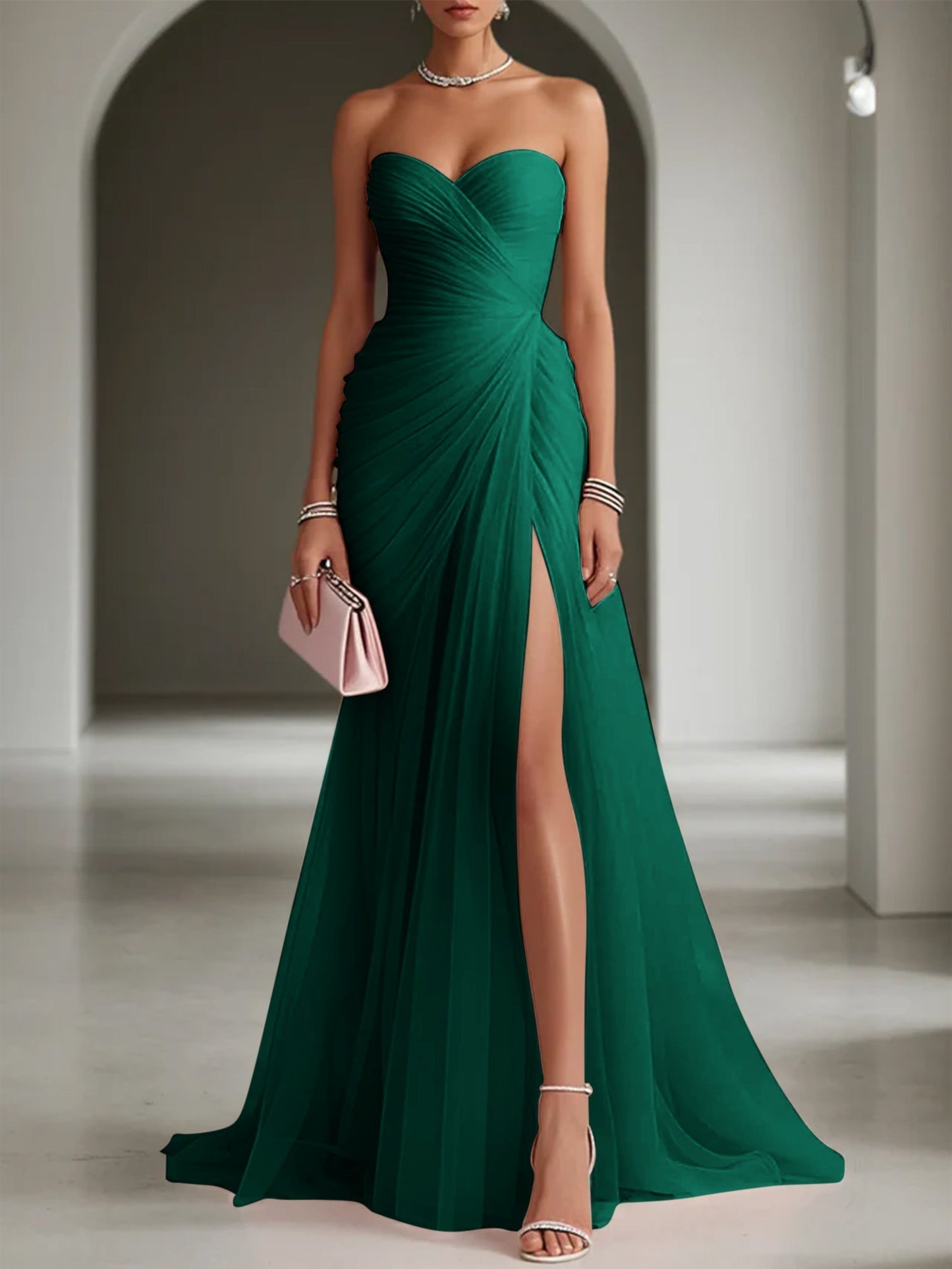 Ariadna | Vestido Largo de Fiesta con Drapeado y Abertura Lateral