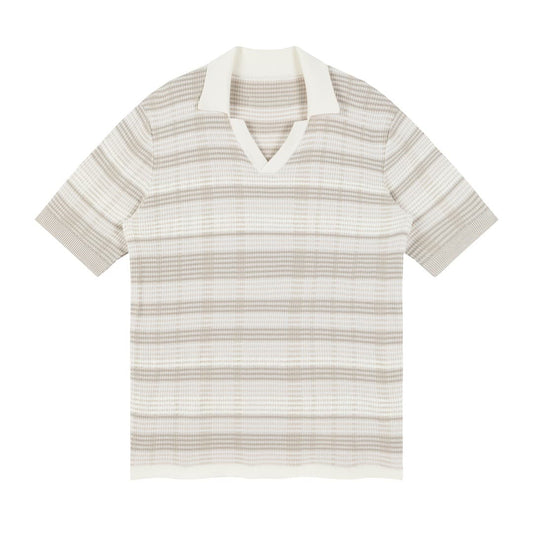 PRAIANO | POLO HOMBRE DE ALGODÓN RAYAS CUELLO ABIERTO