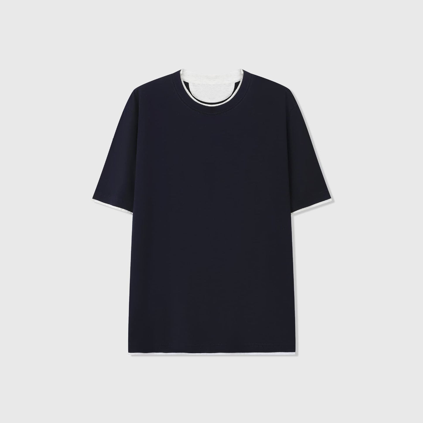 LERICI | CAMISETA HOMBRE DOBLE CAPA CUELLO Y BAJO EN CONTRASTE