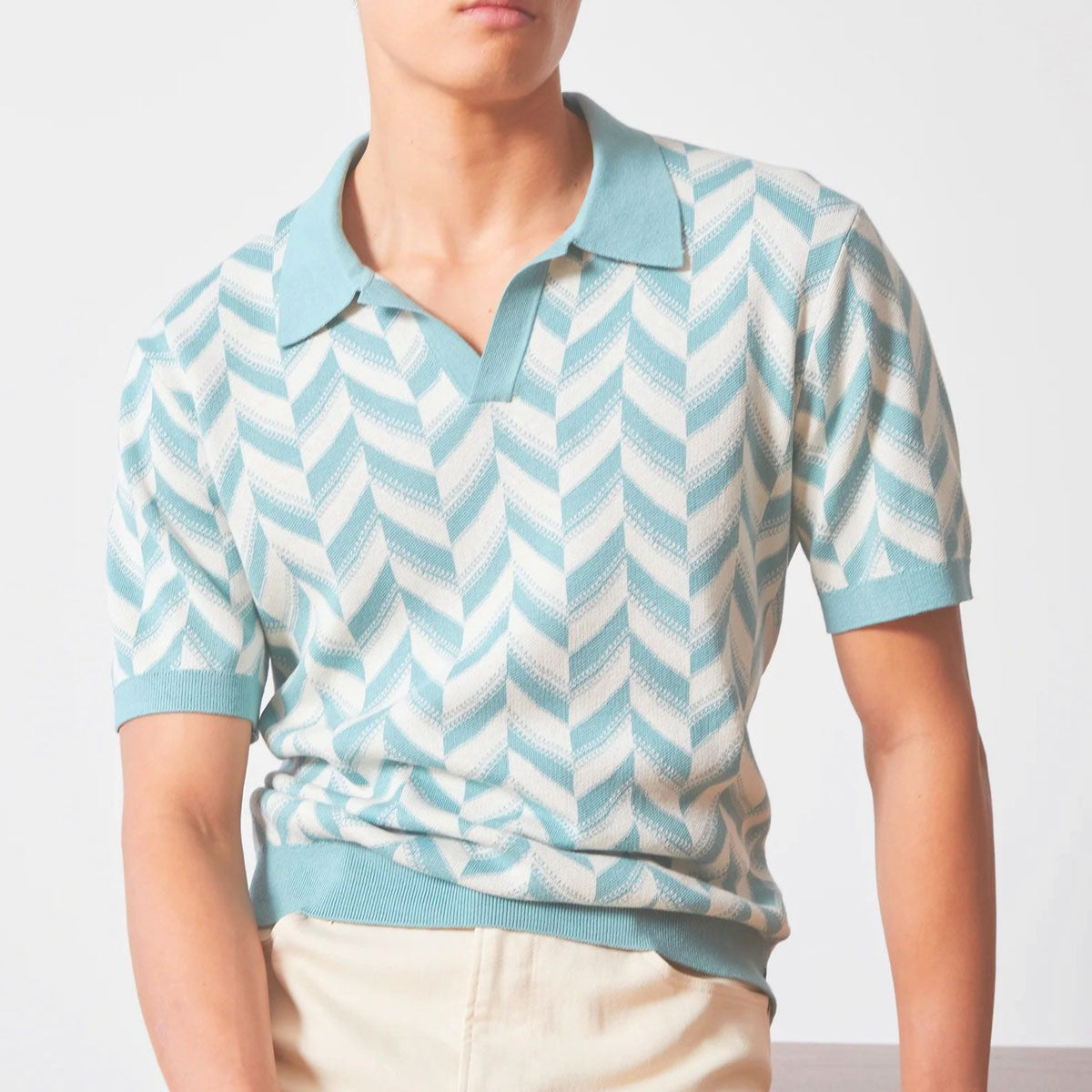 SAN REMO | POLO HOMBRE DE PUNTO ESPIGA CUELLO ABIERTO