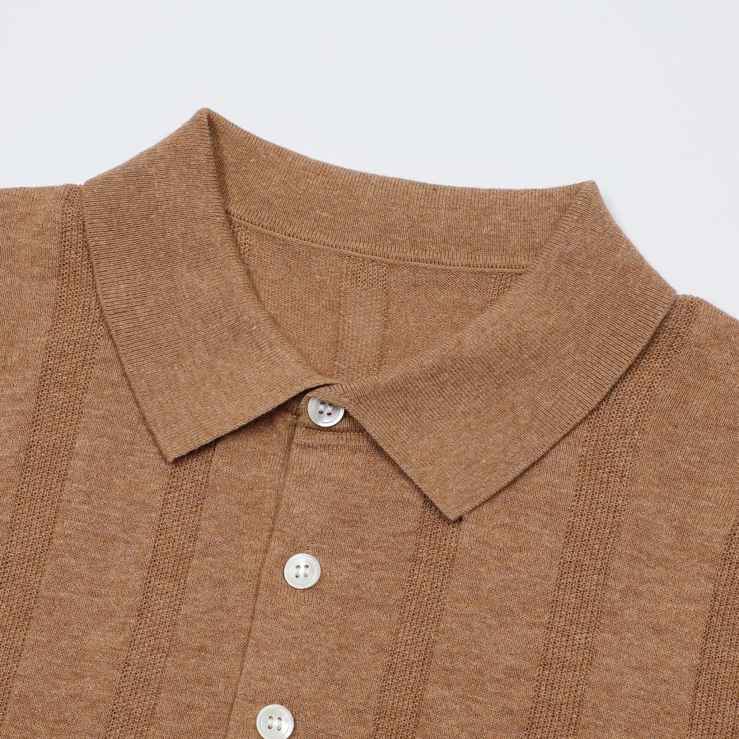 VARENNA | POLO HOMBRE DE LINO CANALÉ FINO TRES BOTONES