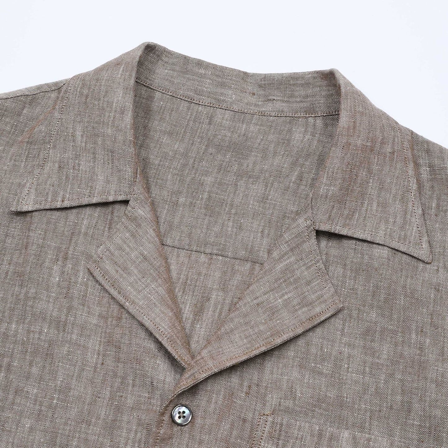 PONZA | CAMISA HOMBRE 100% LINO CUELLO CAMPERO CON BOLSILLO