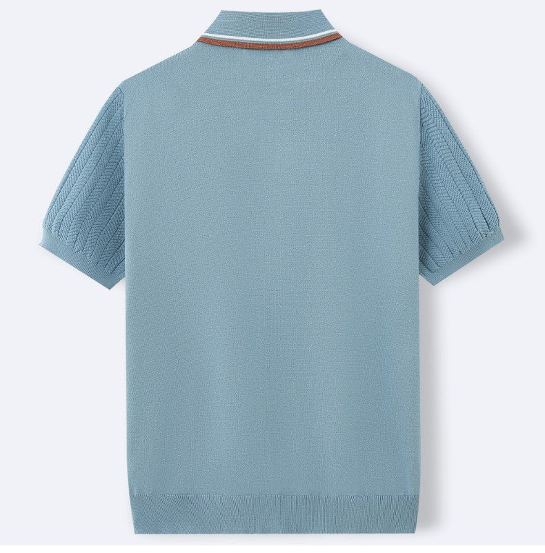 AMALFI | POLO HOMBRE DE PUNTO AZUL TAPETA DE RAYAS