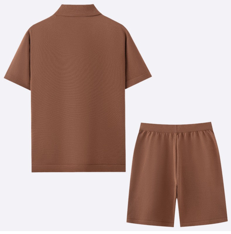 MONTE CARLO | CONJUNTO HOMBRE CAMISA Y SHORT DE PUNTO JACQUARD