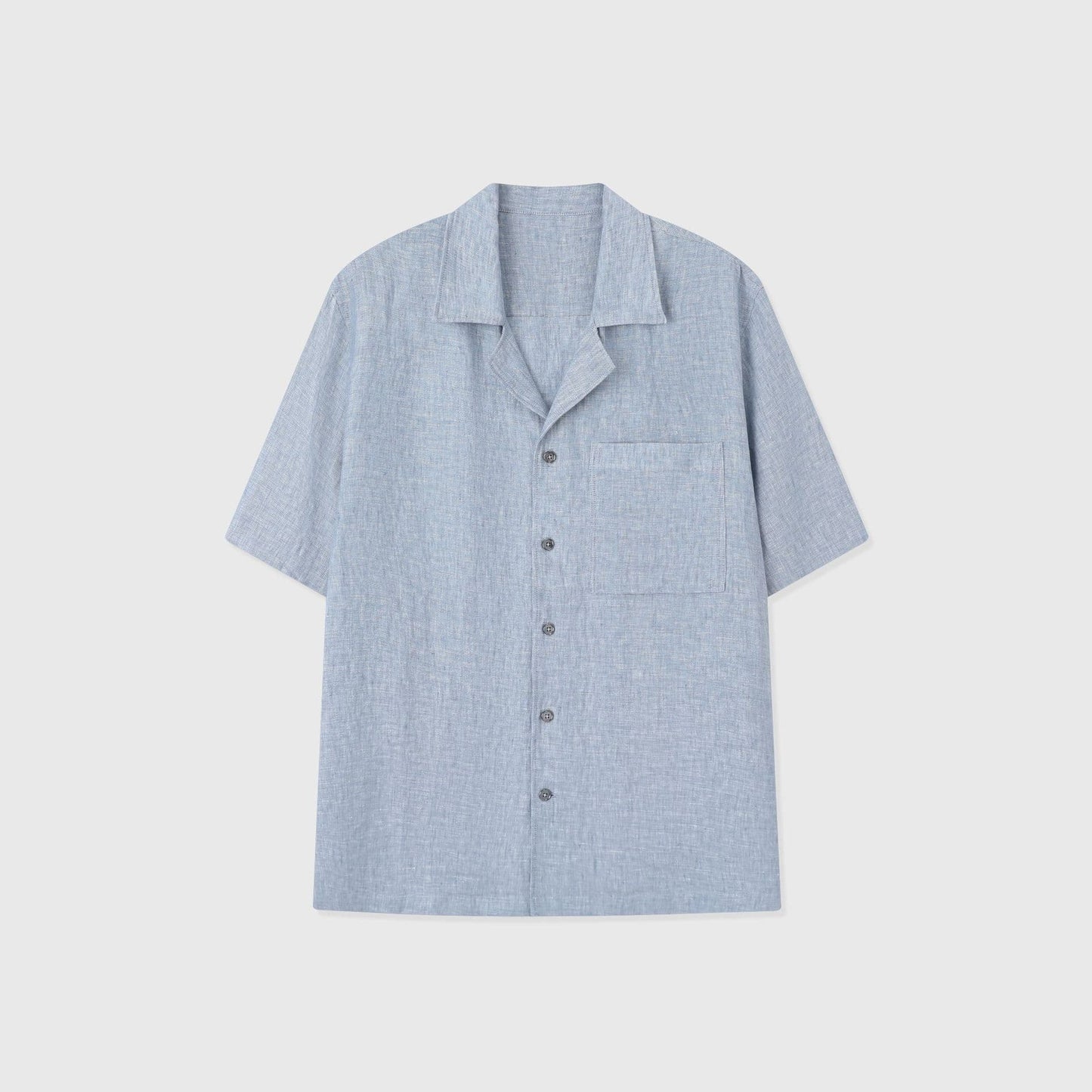 PONZA | CAMISA HOMBRE 100% LINO CUELLO CAMPERO CON BOLSILLO
