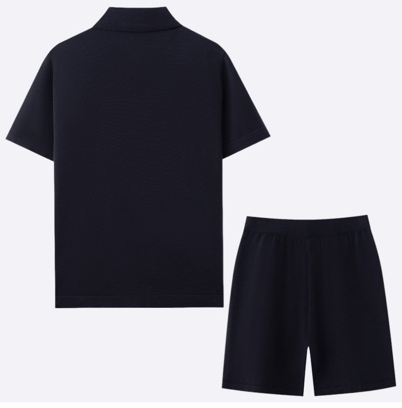 MONTE CARLO | CONJUNTO HOMBRE CAMISA Y SHORT DE PUNTO JACQUARD