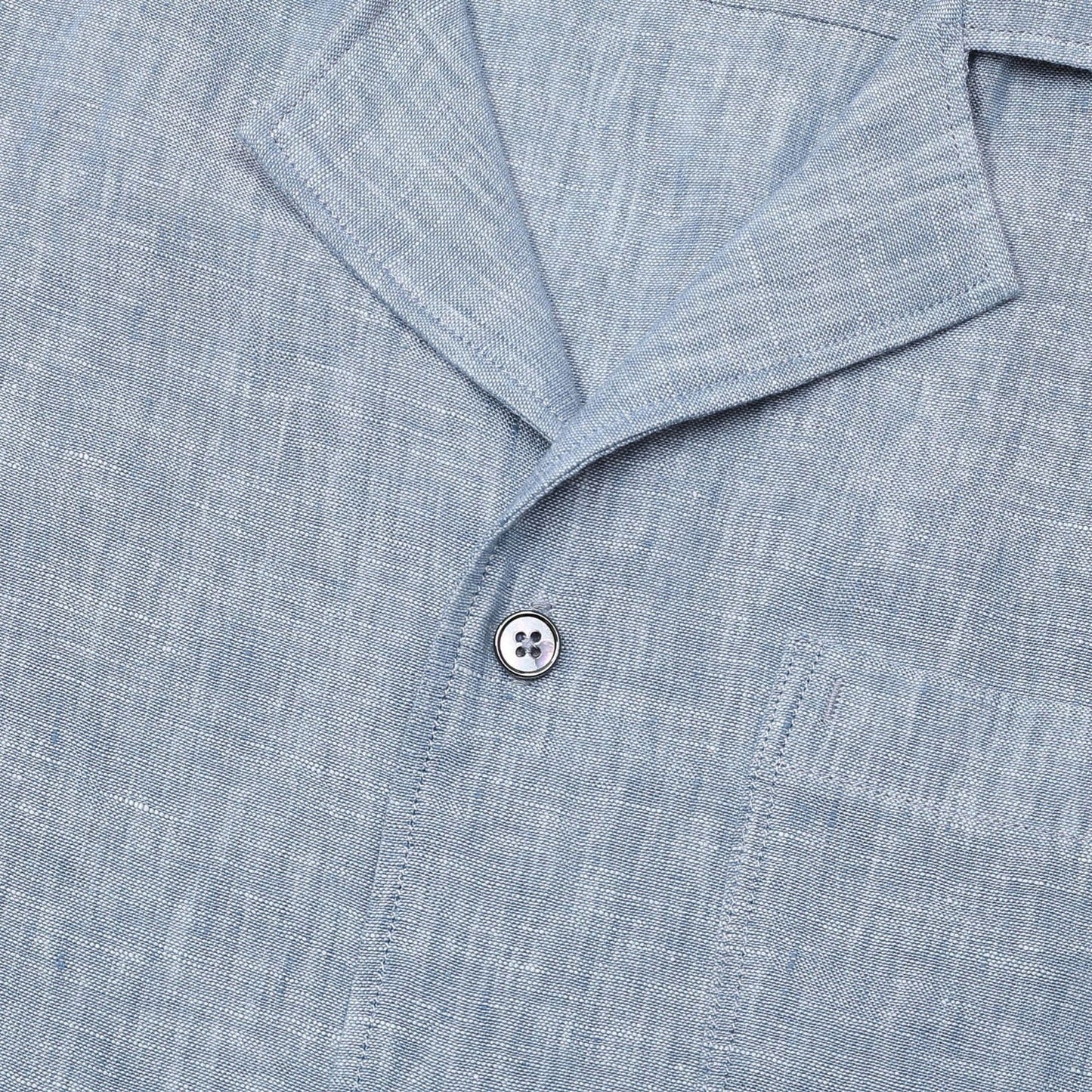 PONZA | CAMISA HOMBRE 100% LINO CUELLO CAMPERO CON BOLSILLO