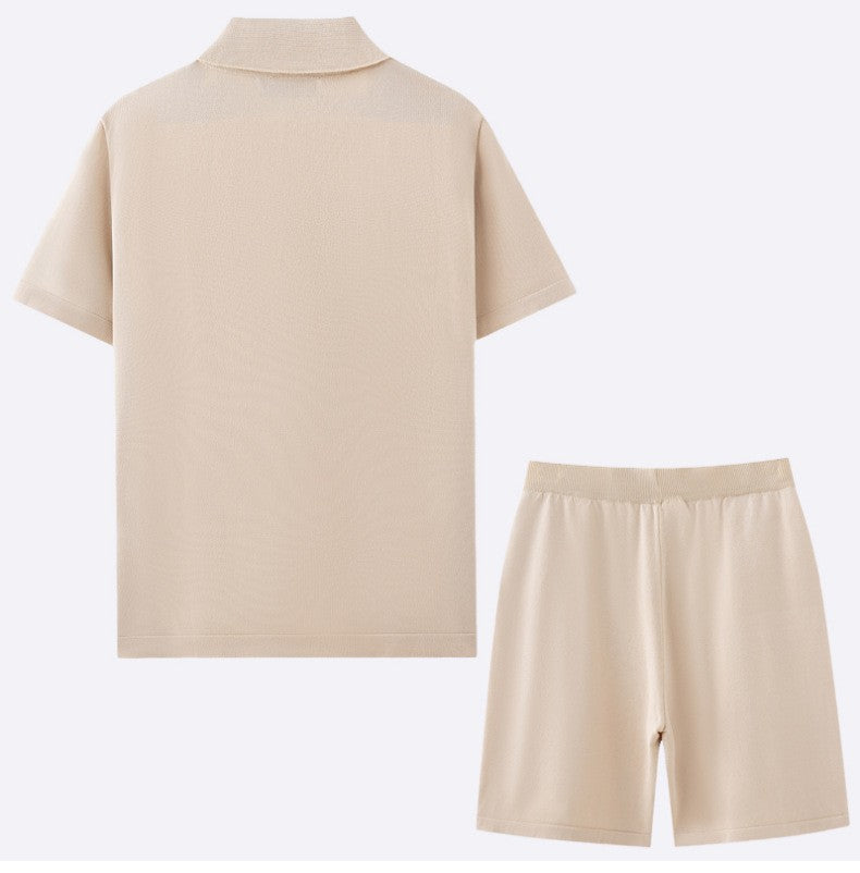 MONTE CARLO | CONJUNTO HOMBRE CAMISA Y SHORT DE PUNTO JACQUARD