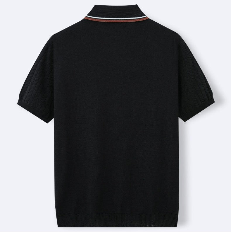 AMALFI | POLO HOMBRE DE PUNTO AZUL TAPETA DE RAYAS