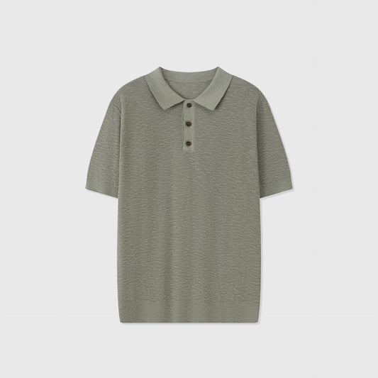CORTONA | POLO HOMBRE PUNTO ESPIGA BOTONES EFECTO ASTA