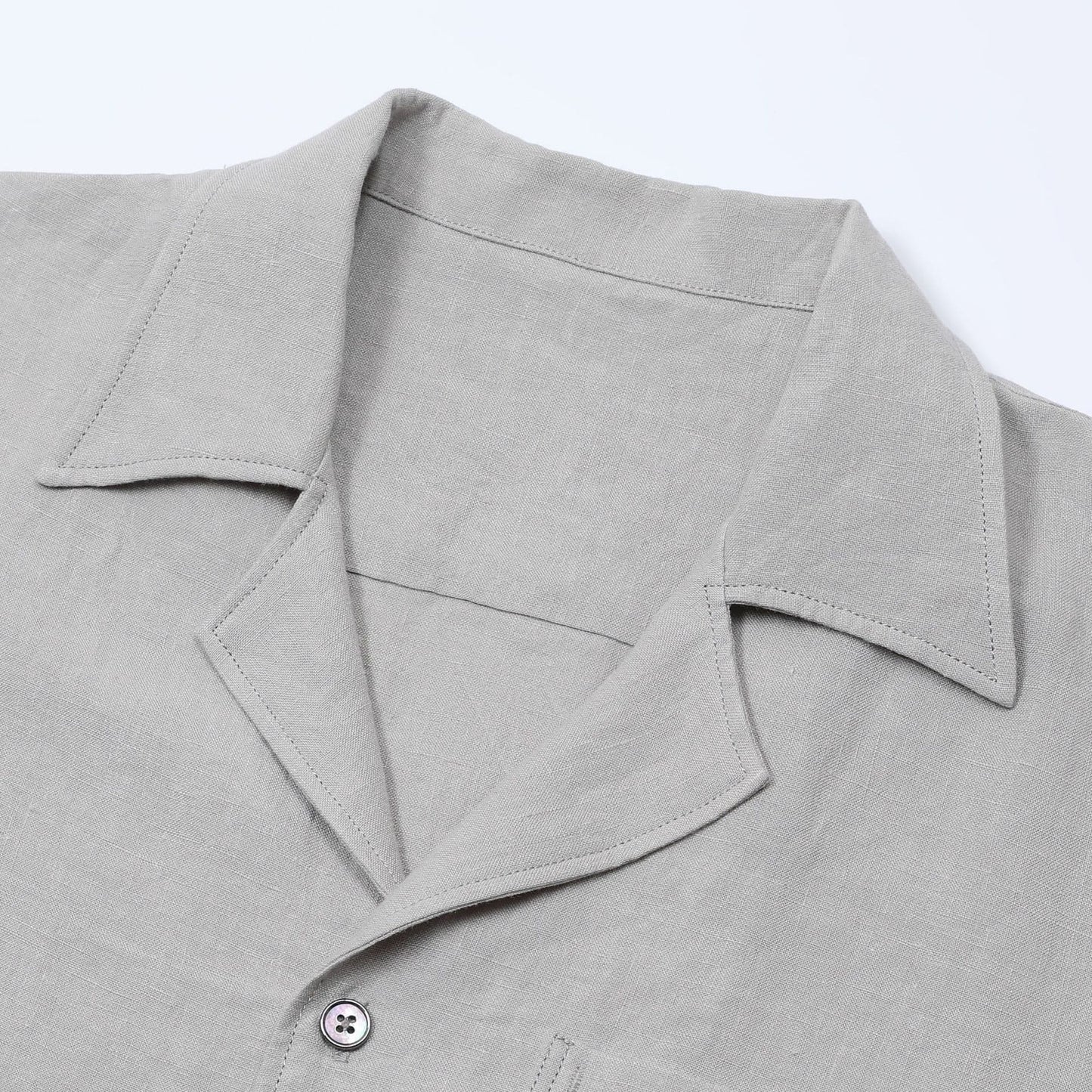 PONZA | CAMISA HOMBRE 100% LINO CUELLO CAMPERO CON BOLSILLO