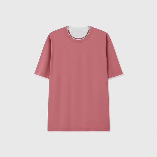 LERICI | CAMISETA HOMBRE DOBLE CAPA CUELLO Y BAJO EN CONTRASTE