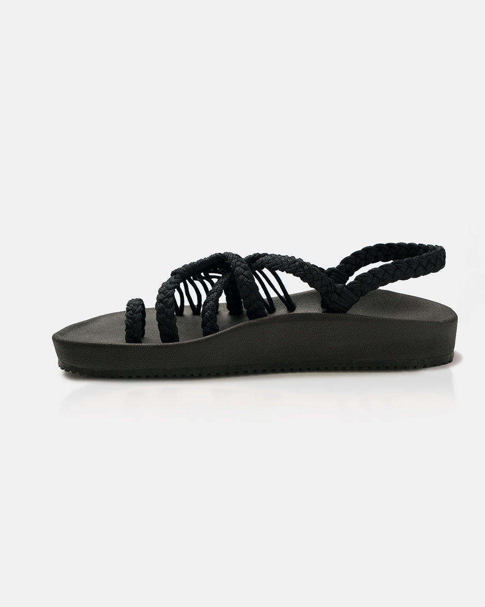 ELEVATE | SANDALIAS MUJER NEGRAS TIRAS TRENZADAS ARCO ANATÓMICO