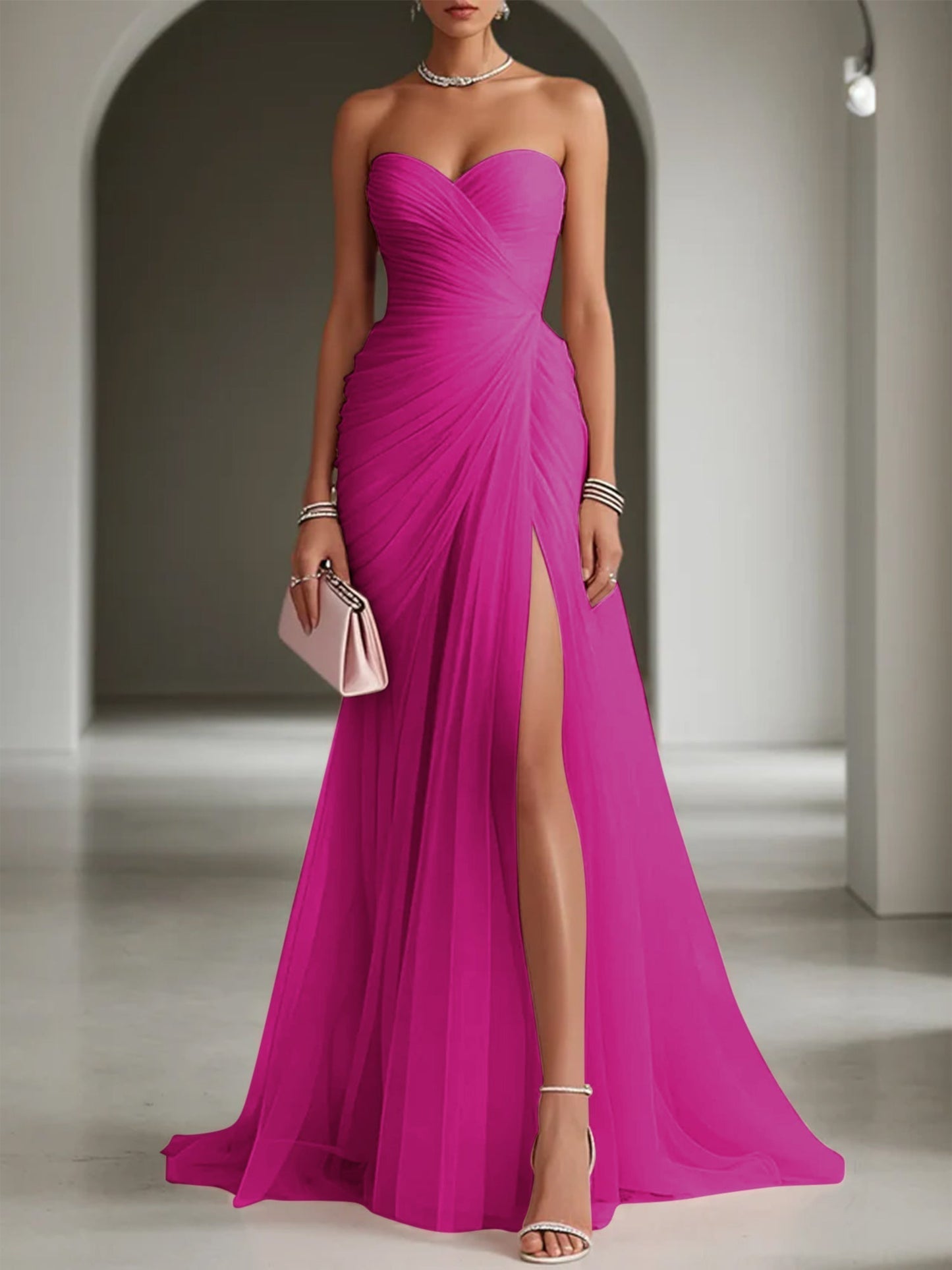 Ariadna | Vestido Largo de Fiesta con Drapeado y Abertura Lateral
