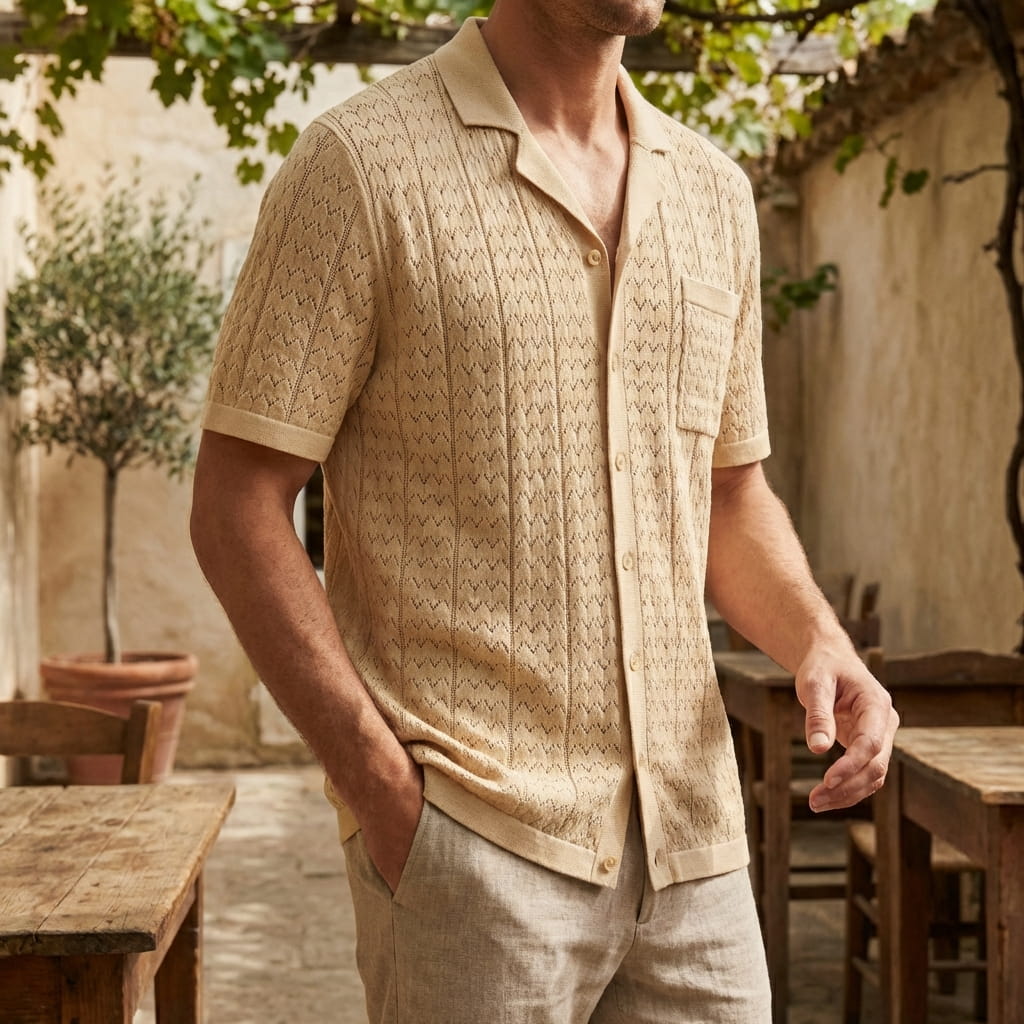 MARBELLA | POLO HOMBRE DE PUNTO JACQUARD CON BOLSILLO