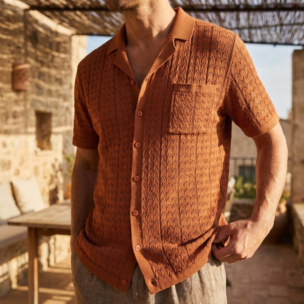 MARBELLA | POLO HOMBRE DE PUNTO JACQUARD CON BOLSILLO