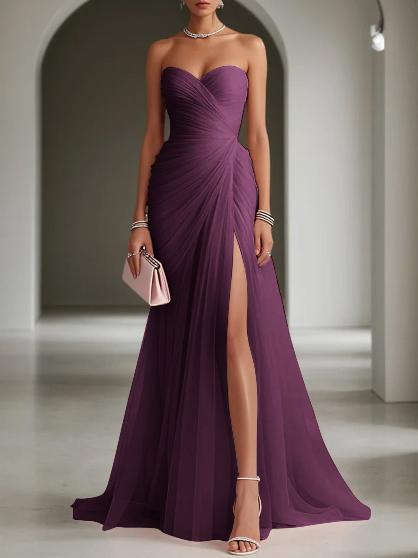 Ariadna | Vestido Largo de Fiesta con Drapeado y Abertura Lateral