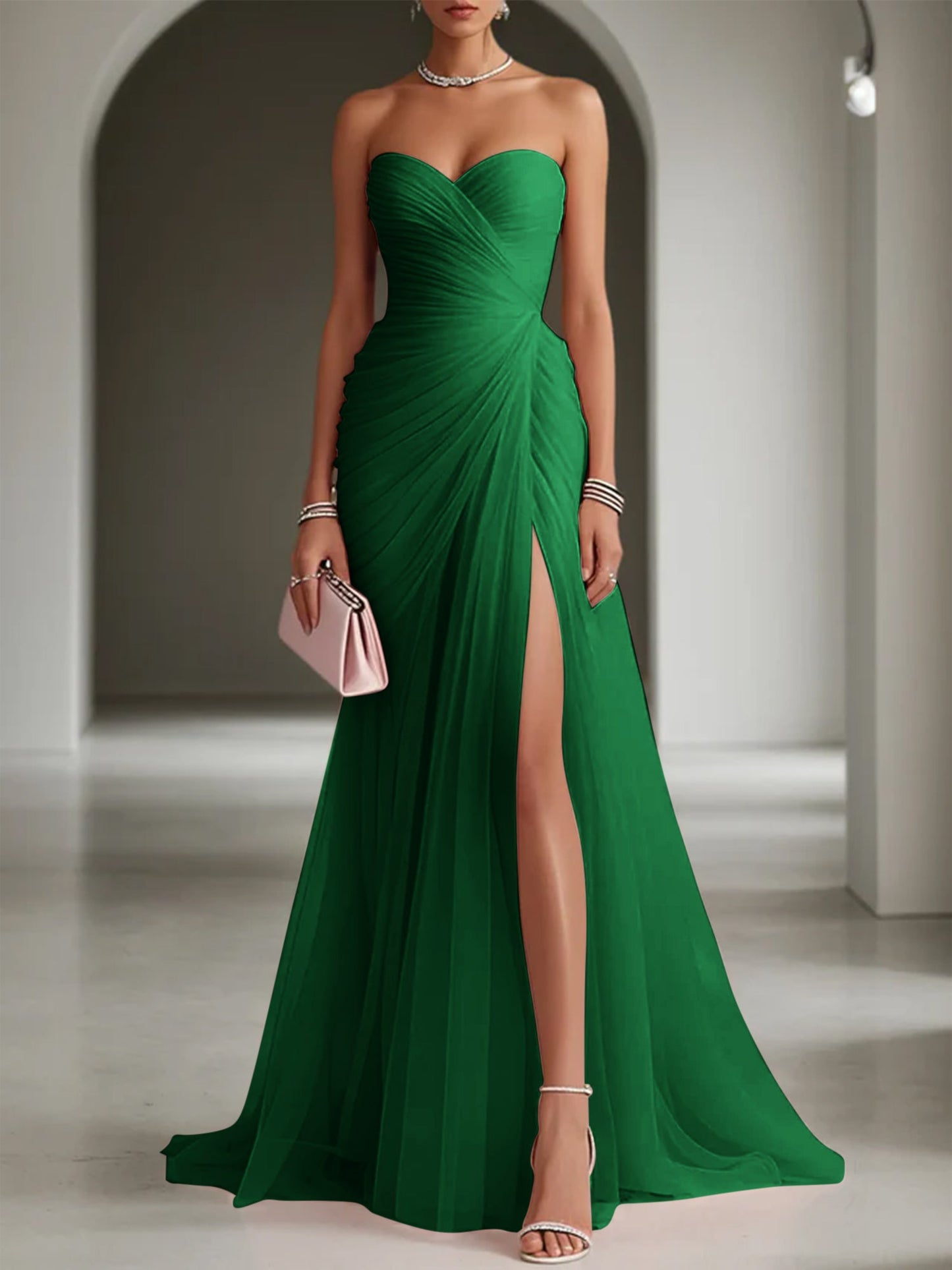 Ariadna | Vestido Largo de Fiesta con Drapeado y Abertura Lateral