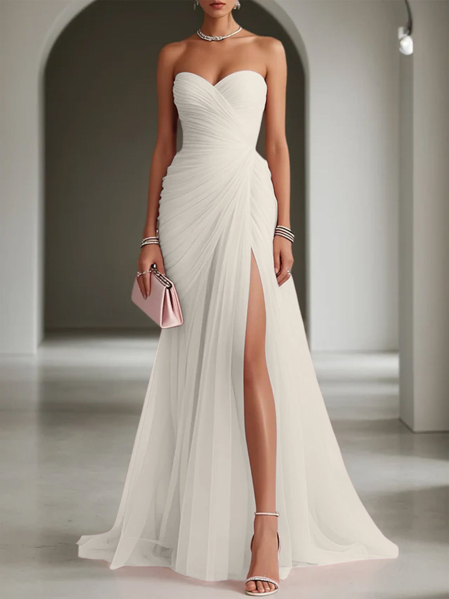 Ariadna | Vestido Largo de Fiesta con Drapeado y Abertura Lateral