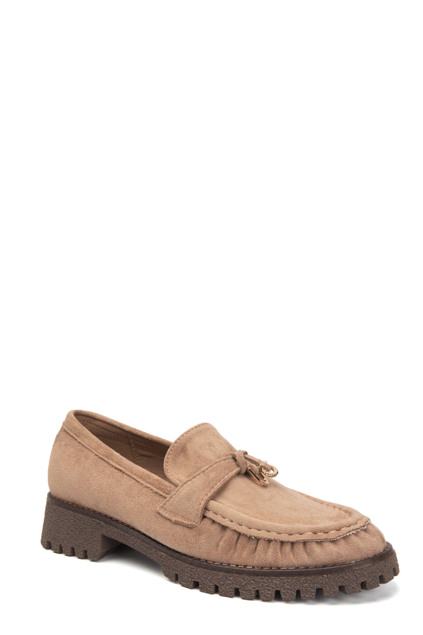 LAURA | MOCASINES MUJER TAUPE SUELA TRACK TACÓN 3,5 CM