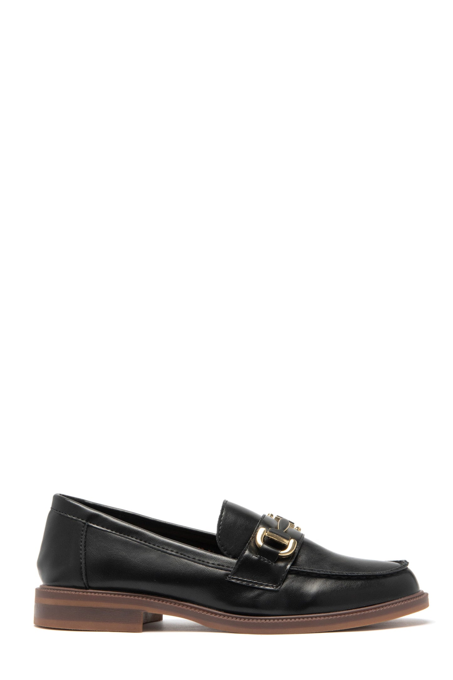 LAURA | MOCASINES MUJER NEGROS DETALLE DORADO SUELA PLANA