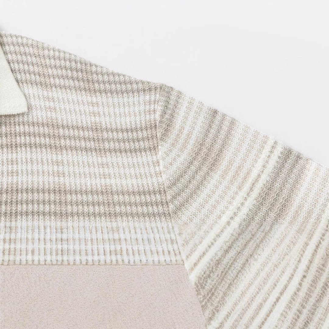 PRAIANO | POLO HOMBRE DE ALGODÓN RAYAS CUELLO ABIERTO