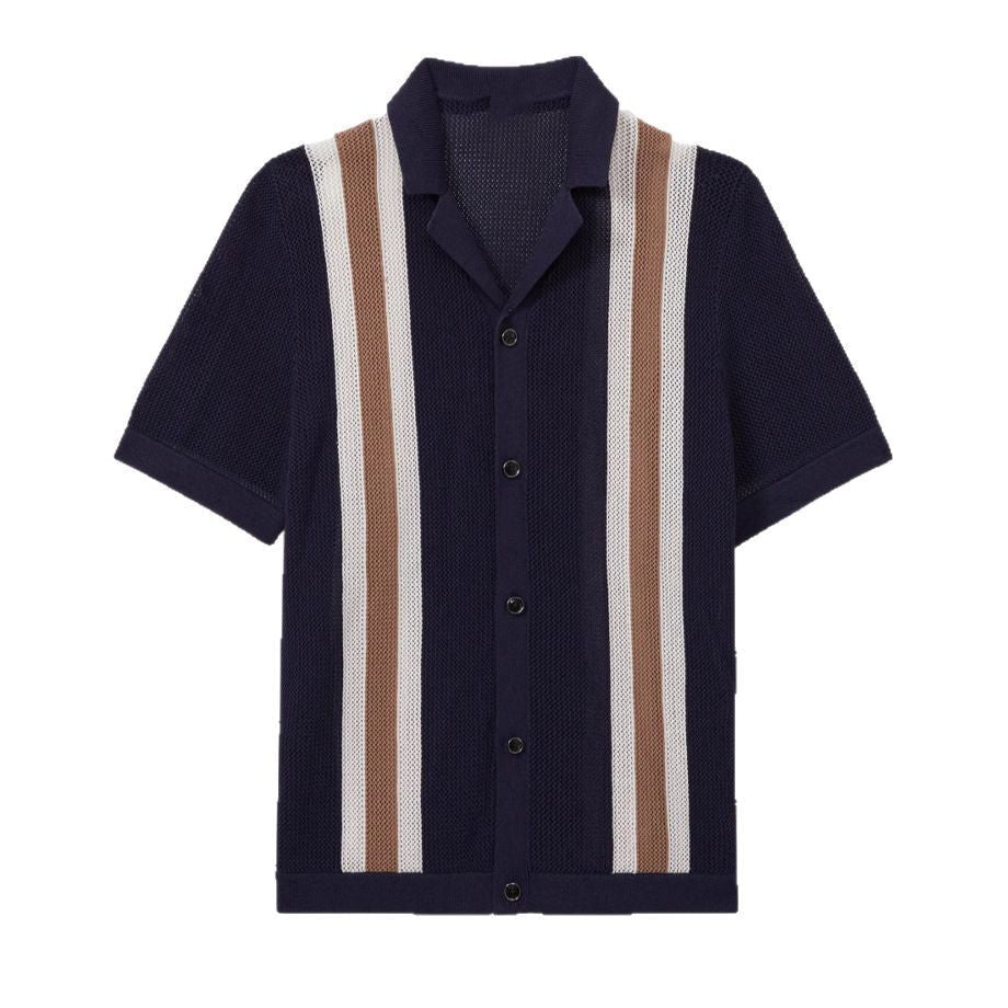 HABANA | POLO HOMBRE DE CROCHET RAYAS ANCHAS CUELLO CAMPERO