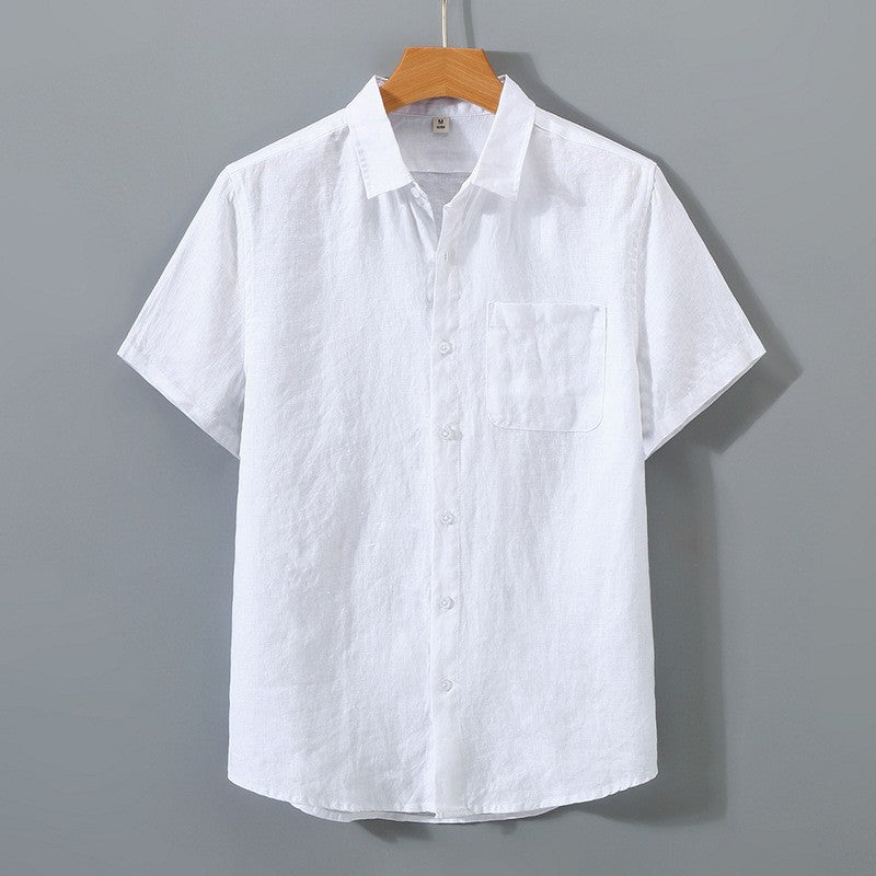 GATSBY | CAMISA HOMBRE 100% LINO MANGA CORTA CUELLO CLÁSICO