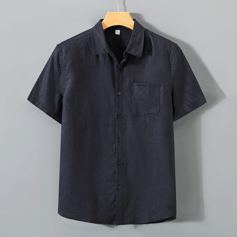 GATSBY | CAMISA HOMBRE 100% LINO MANGA CORTA CUELLO CLÁSICO