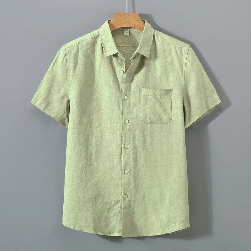 GATSBY | CAMISA HOMBRE 100% LINO MANGA CORTA CUELLO CLÁSICO