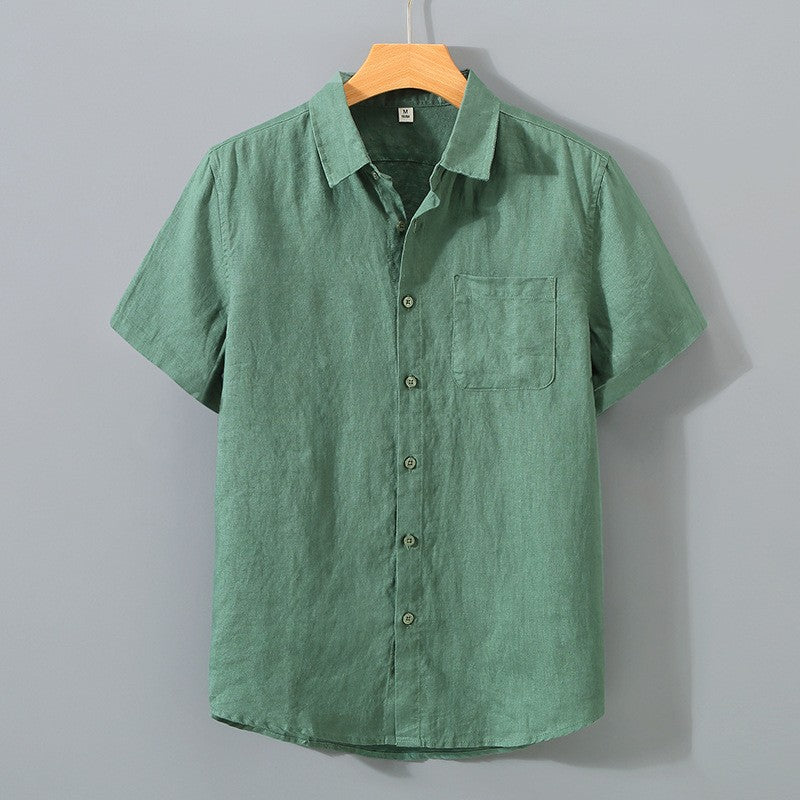 GATSBY | CAMISA HOMBRE 100% LINO MANGA CORTA CUELLO CLÁSICO