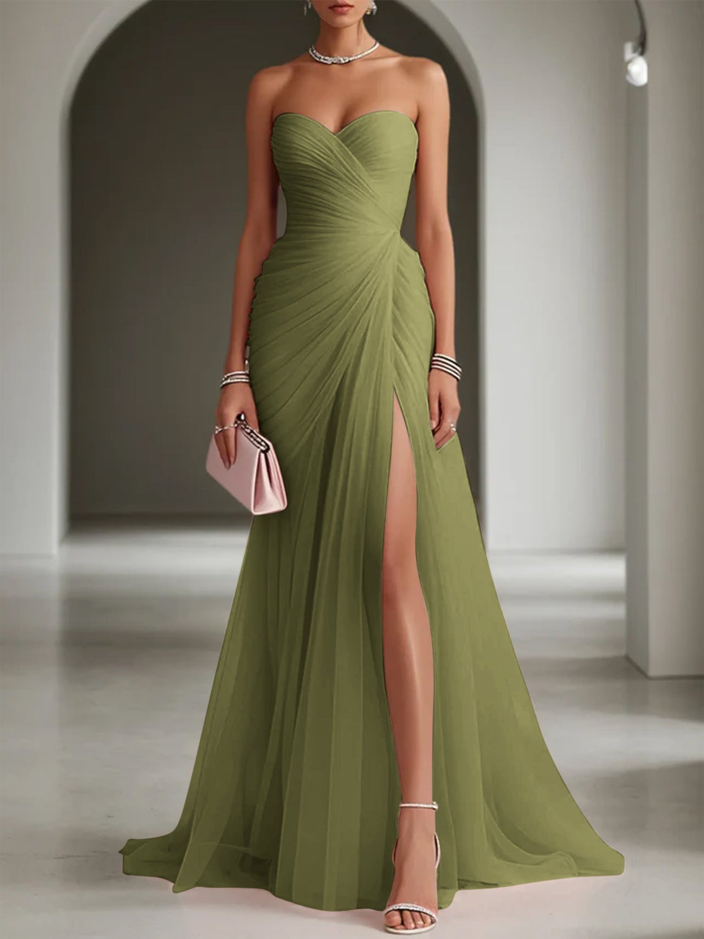 Ariadna | Vestido Largo de Fiesta con Drapeado y Abertura Lateral